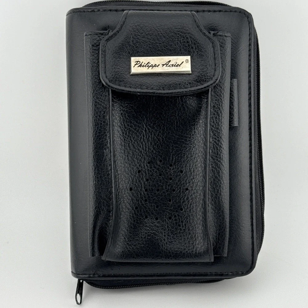 Vintage 90s Y2k‎ Philippe Amiel Leather Black Deluxe Personal Organizer Planner